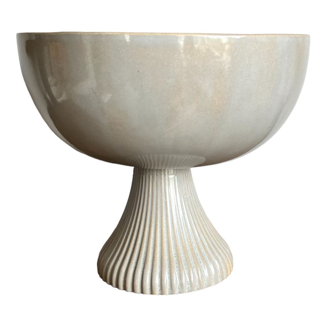 Miriam Gri Büyük Seramik Ayaklı  Servis