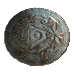 Türkan Antik Mavi Seramik Ayaklı  Servis