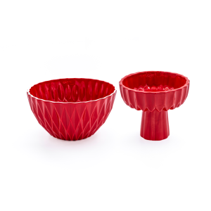 Yang Kırmızı Seramik Ayaklı  Kase