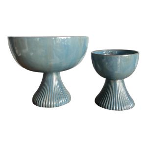 Miriam Antik Mavi Büyük Seramik Ayaklı  Servis