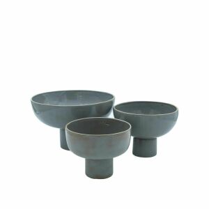 Anatoli Gri Küçük Boy Seramik Ayaklı  Servis